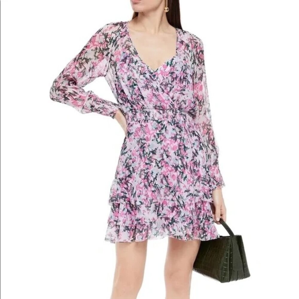 Diane Von Furstenberg Kelby Shirred Floral-Print Mini Dress